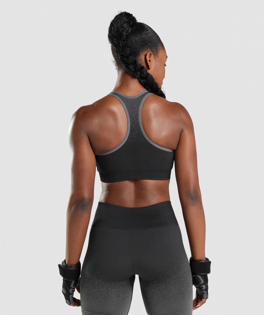 Black / Grey Women's Gymshark Adapt Ombre Seamless Sports Bra | USA-29781