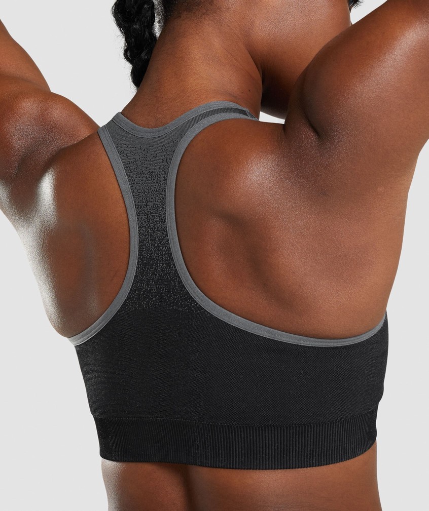 Black / Grey Women's Gymshark Adapt Ombre Seamless Sports Bra | USA-29781