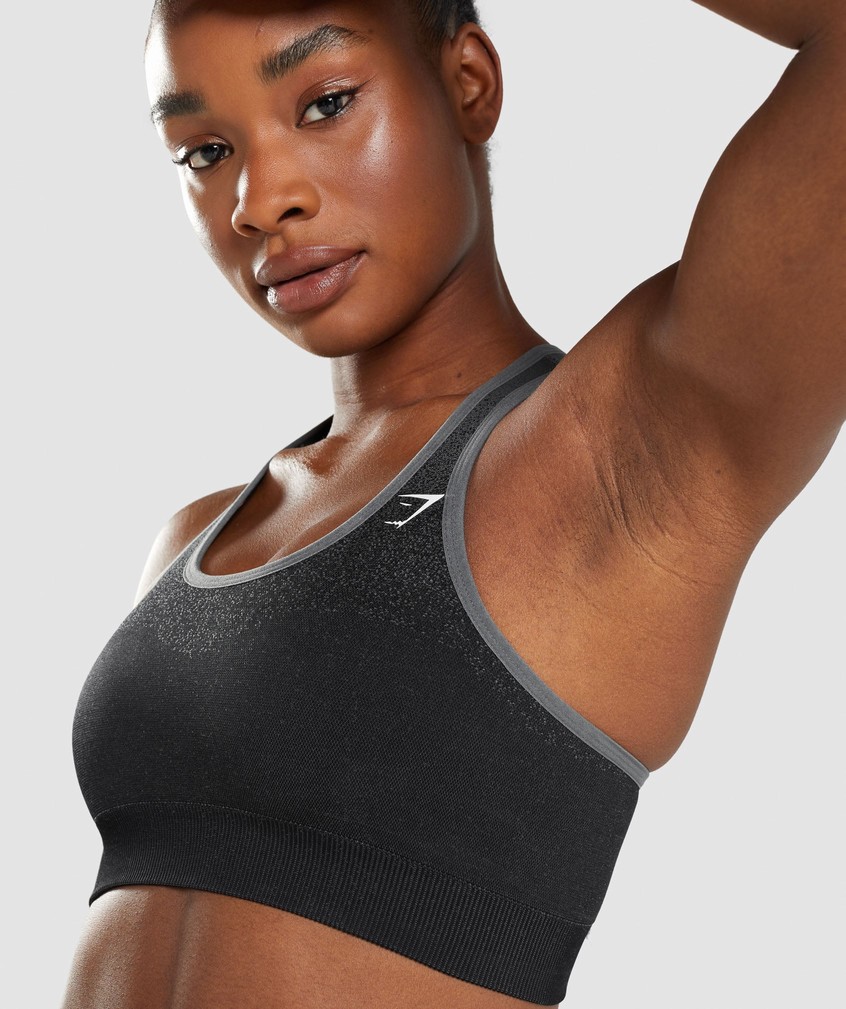 Black / Grey Women's Gymshark Adapt Ombre Seamless Sports Bra | USA-29781