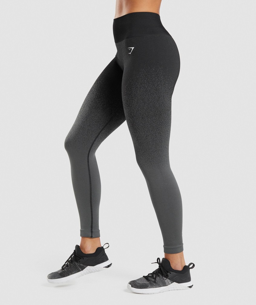 Black / Grey Women's Gymshark Adapt Ombre Seamless Leggings | USA-45603