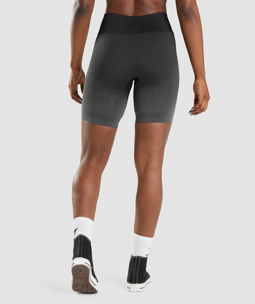 Black / Grey Women's Gymshark Adapt Ombre Seamless Cycling Shorts | USA-48309