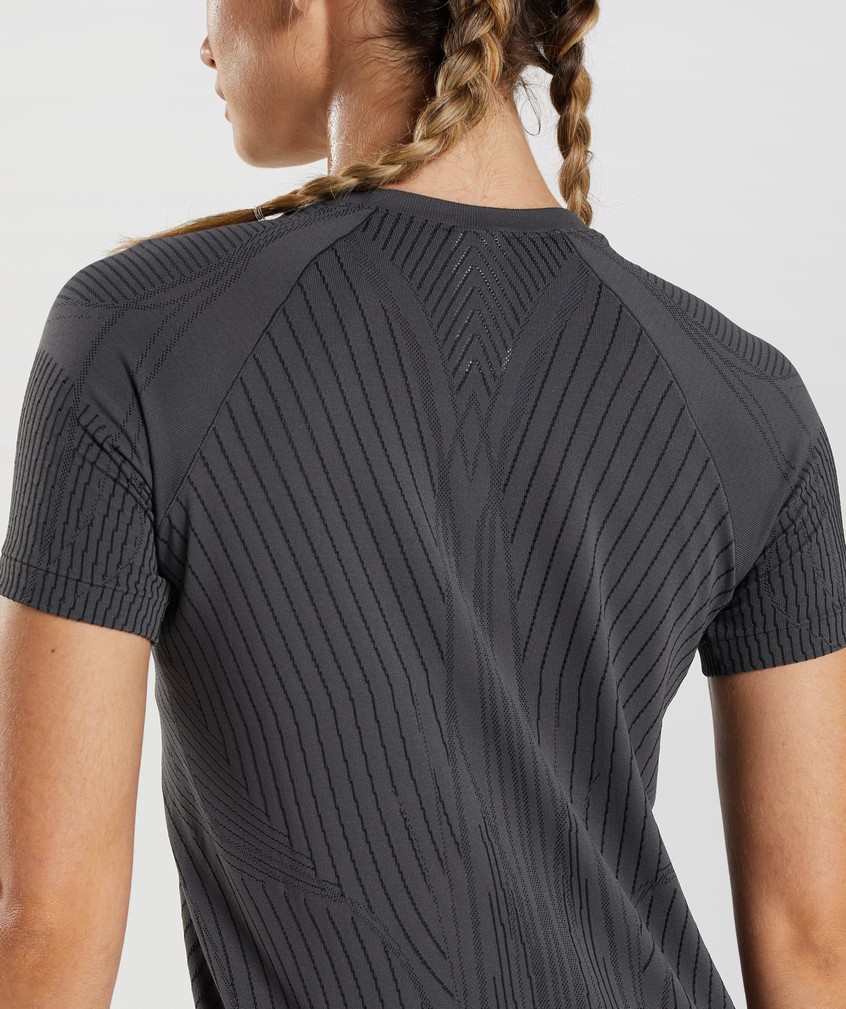 Black Grey Women's Gymshark Apex Seamless Top T-Shirts | USA-35460