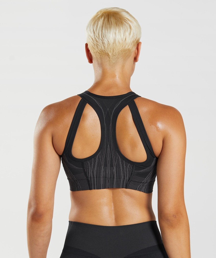 Black Grey Women's Gymshark Apex Seamless Sports Bra | USA-83546