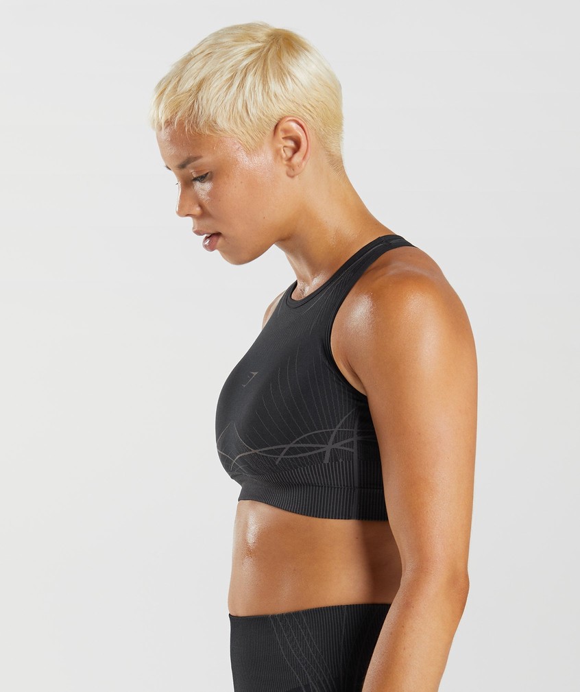 Black Grey Women's Gymshark Apex Seamless Sports Bra | USA-83546