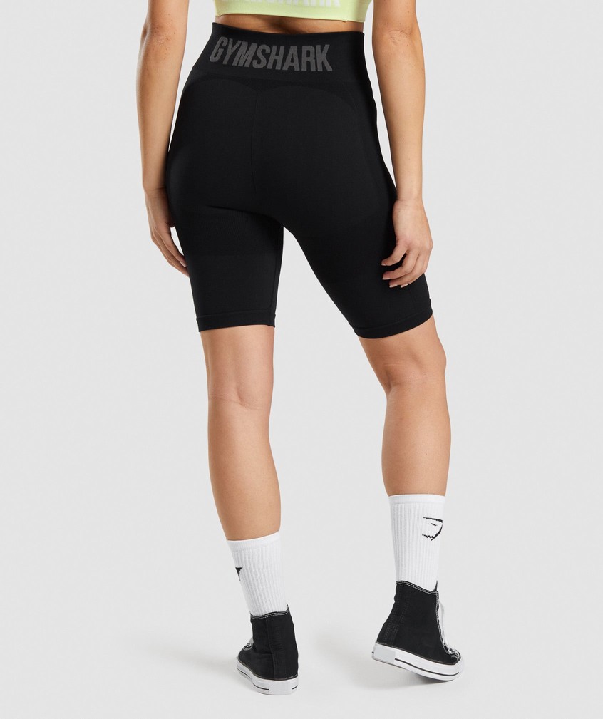 Black / Grey Women's Gymshark Flex Cycling Shorts | USA-97051