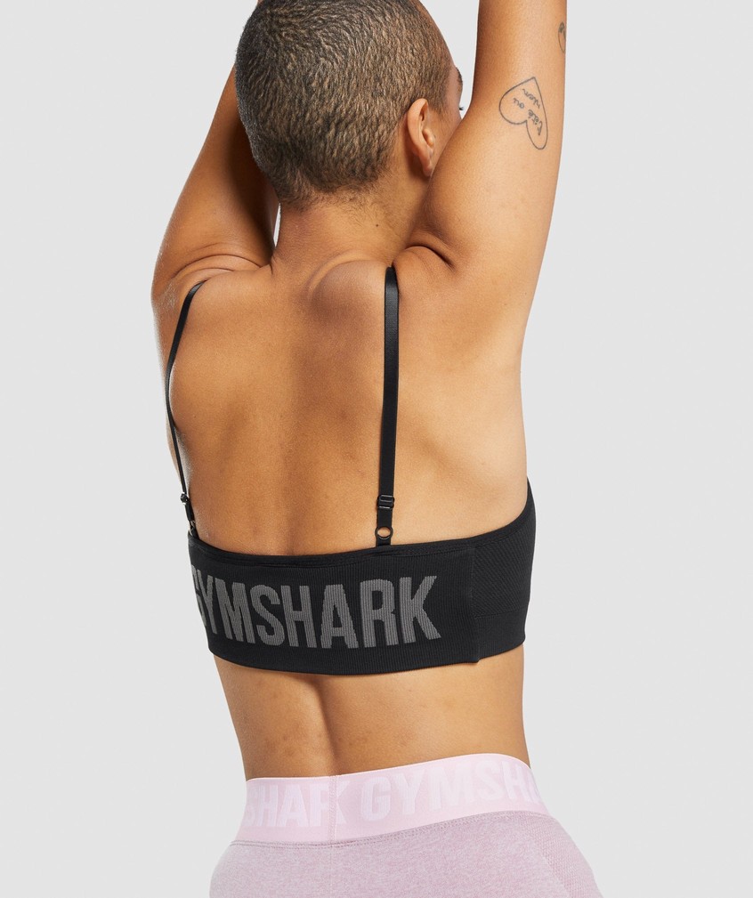 Black / Grey Women's Gymshark Flex Strappy Sports Bra | USA-61704