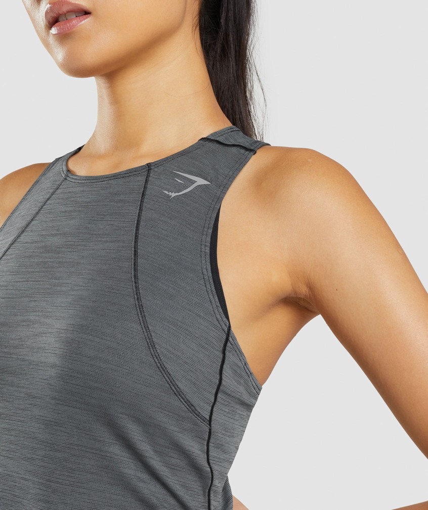 Black / Grey Women's Gymshark Speed Tank | USA-54389