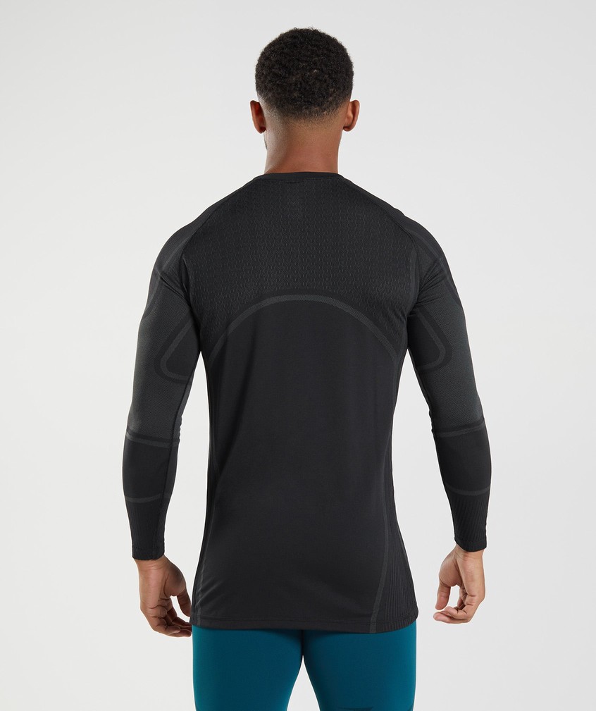 Black Men's Gymshark 315 Long Sleeve T-Shirts | USA-29748