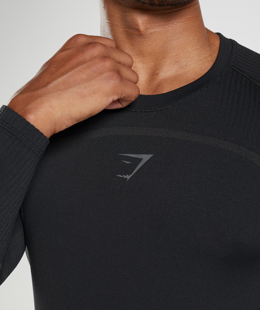 Black Men's Gymshark 315 Long Sleeve T-Shirts | USA-29748