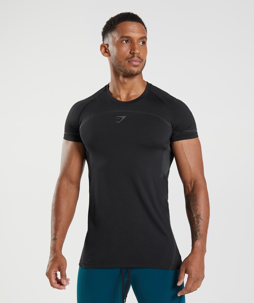 Black Men's Gymshark 315 Seamless T-Shirts | USA-06913