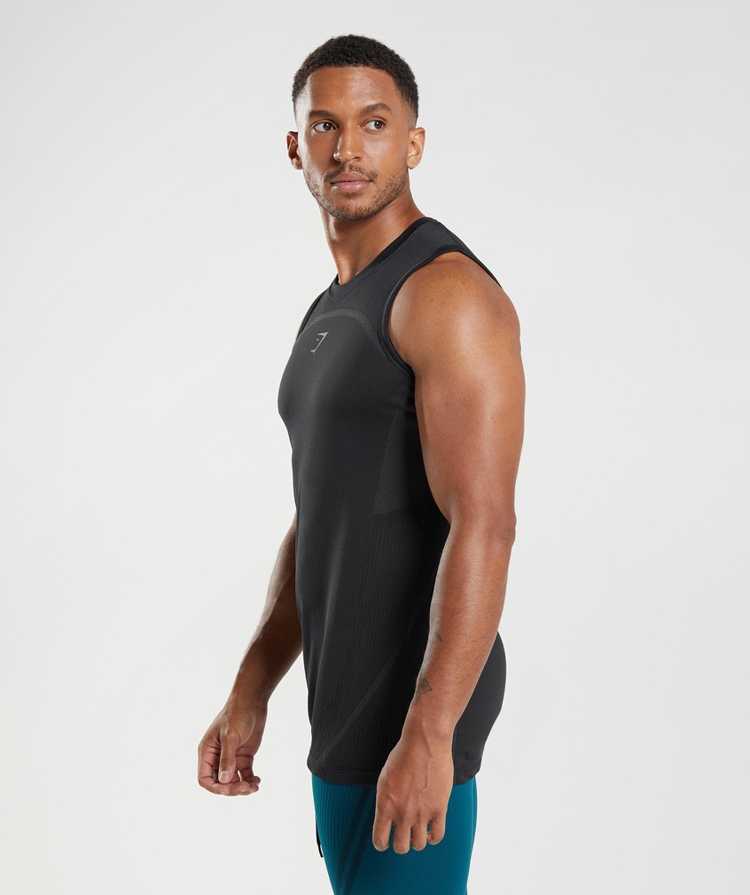 Black Men's Gymshark 315 Seamless Tank | USA-98201