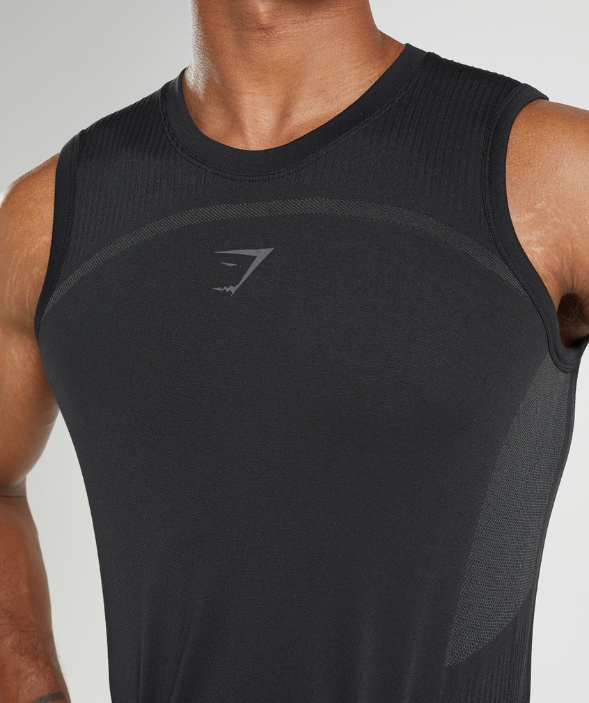 Black Men's Gymshark 315 Seamless Tank | USA-98201