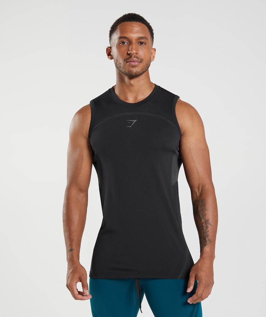 Black Men\'s Gymshark 315 Seamless Tank | USA-98201