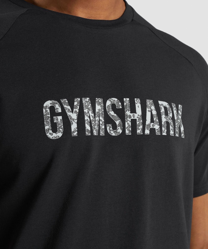 Black Men's Gymshark Apollo Camo T-Shirts | USA-85147