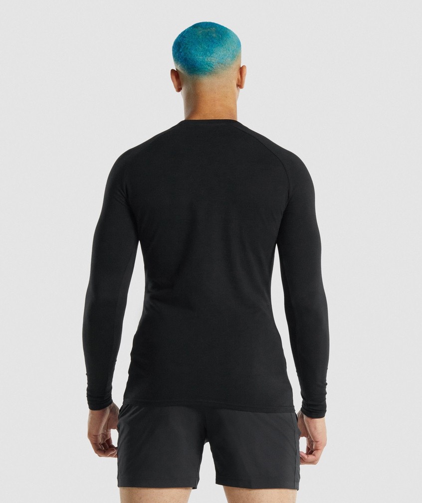 Black Men's Gymshark Apollo Long Sleeve T-Shirts | USA-97068