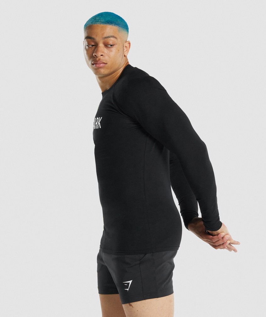 Black Men's Gymshark Apollo Long Sleeve T-Shirts | USA-97068