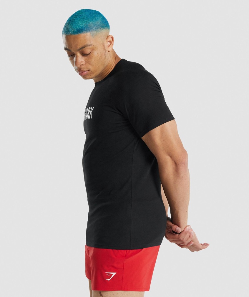 Black Men's Gymshark Apollo T-Shirts | USA-71463