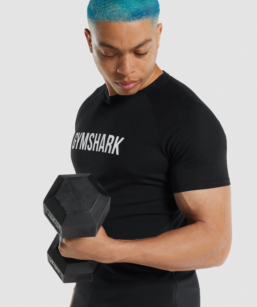 Black Men's Gymshark Apollo T-Shirts | USA-71463