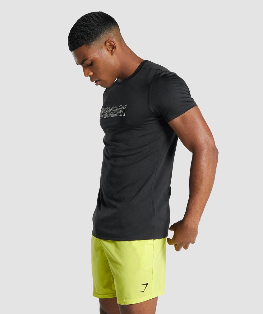 Black Men's Gymshark Arrival Graphic T-Shirts | USA-45601