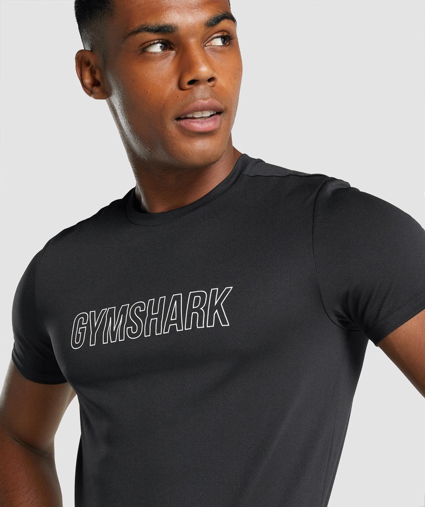 Black Men's Gymshark Arrival Graphic T-Shirts | USA-45601