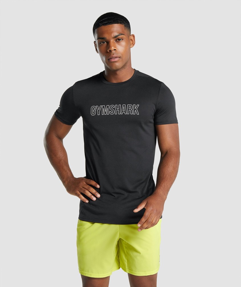 Black Men\'s Gymshark Arrival Graphic T-Shirts | USA-45601