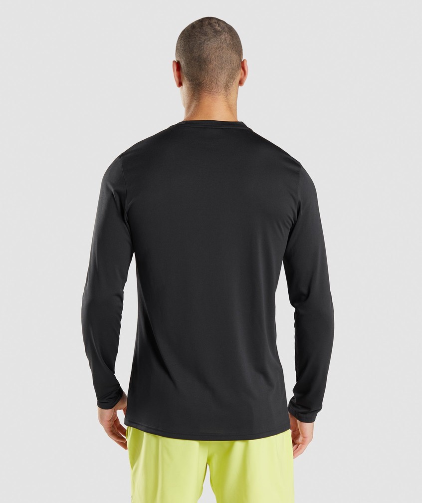 Black Men's Gymshark Arrival Long Sleeve T-Shirts | USA-31207