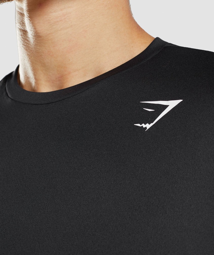 Black Men's Gymshark Arrival Long Sleeve T-Shirts | USA-31207