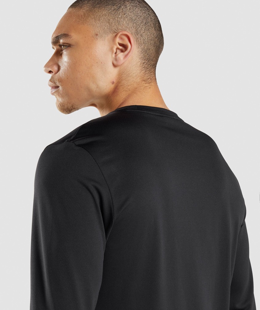 Black Men's Gymshark Arrival Long Sleeve T-Shirts | USA-31207