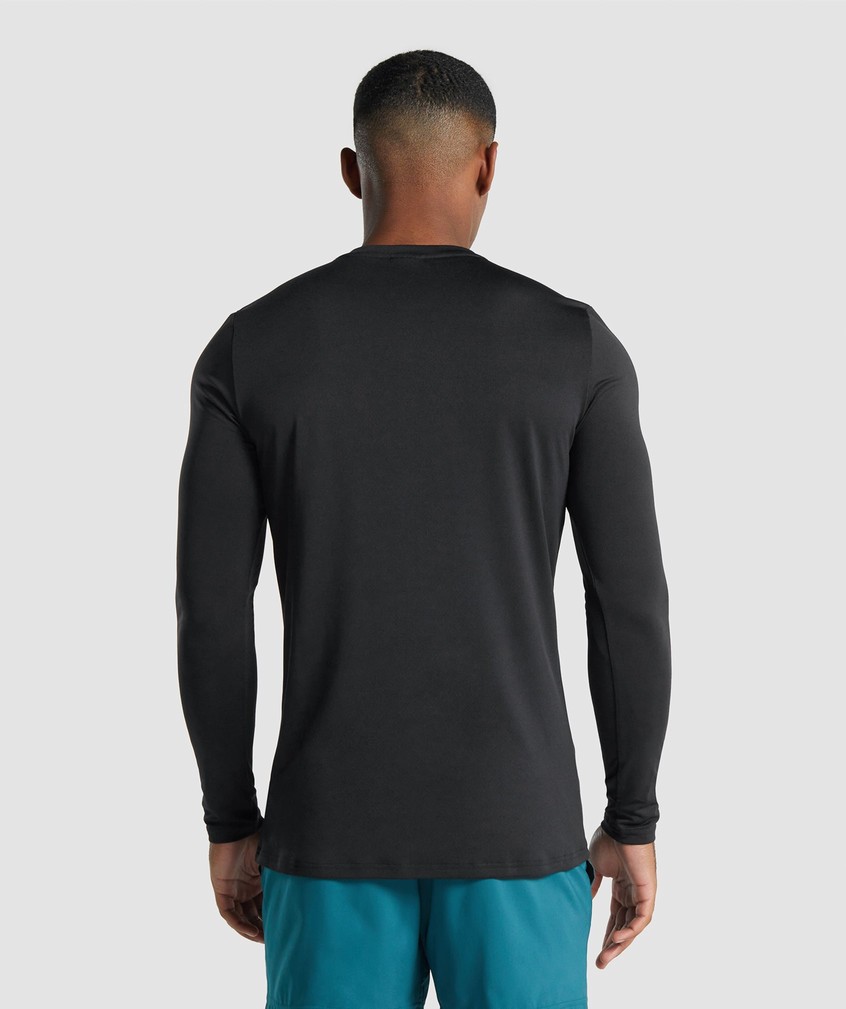 Black Men's Gymshark Arrival Long Sleeve Graphic T-Shirts | USA-34716