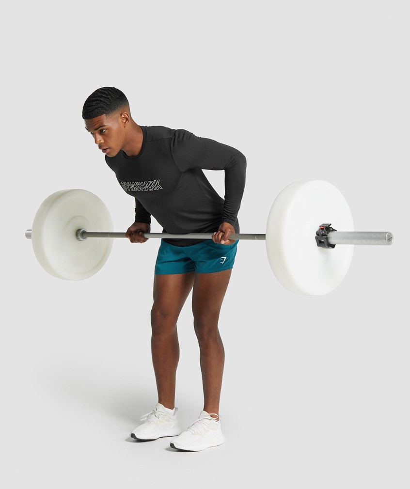 Black Men's Gymshark Arrival Long Sleeve Graphic T-Shirts | USA-34716