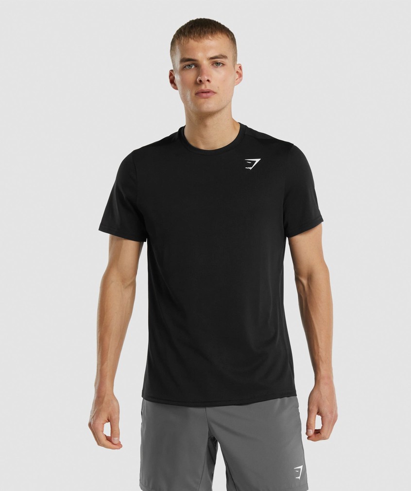 Black Men\'s Gymshark Arrival Regular Fit T-Shirts | USA-79308