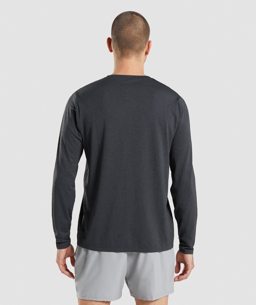 Black Men's Gymshark Arrival Seamless Long Sleeve T-Shirts | USA-21805