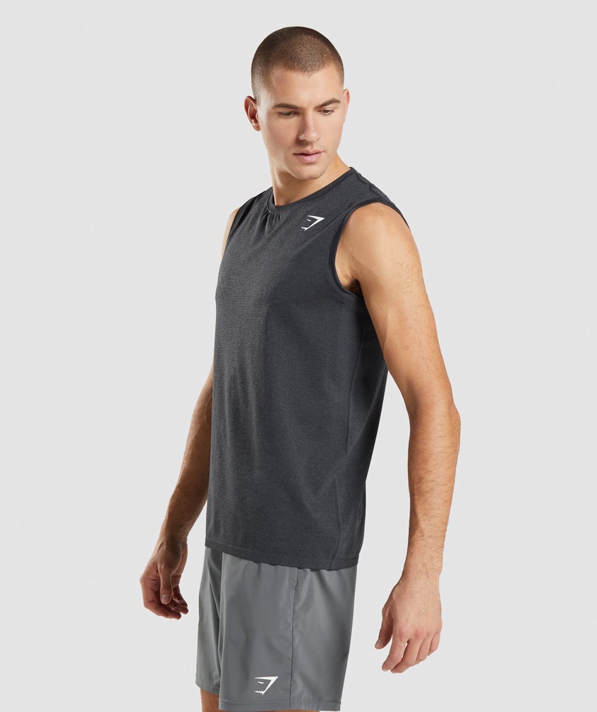 Black Men's Gymshark Arrival Seamless Tank | USA-19564