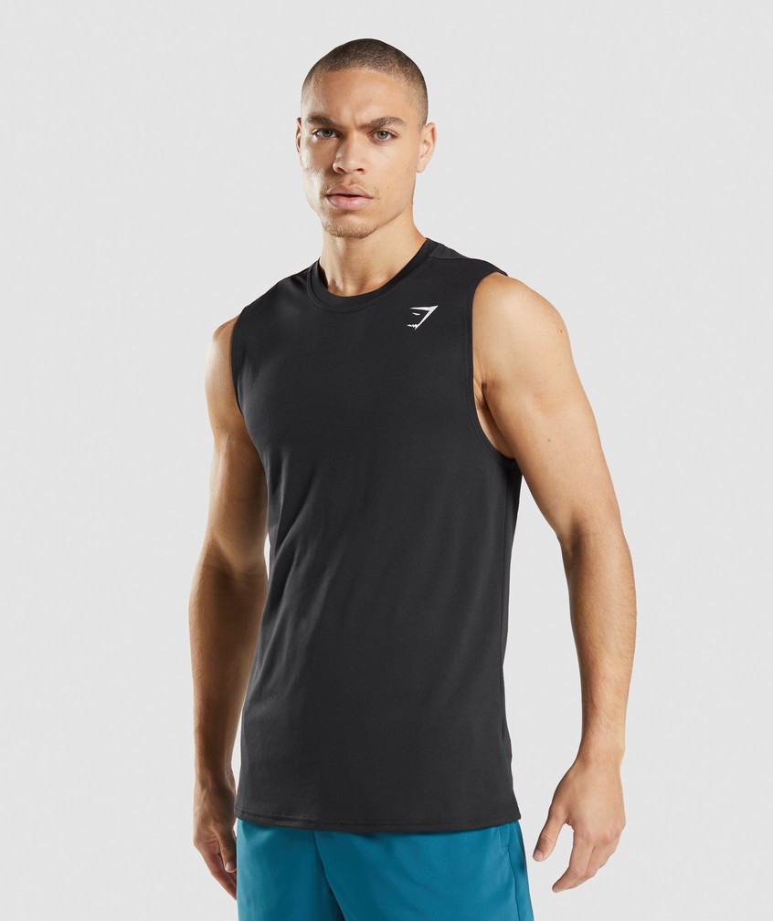 Black Men\'s Gymshark Arrival Sleeveless Tank | USA-23798