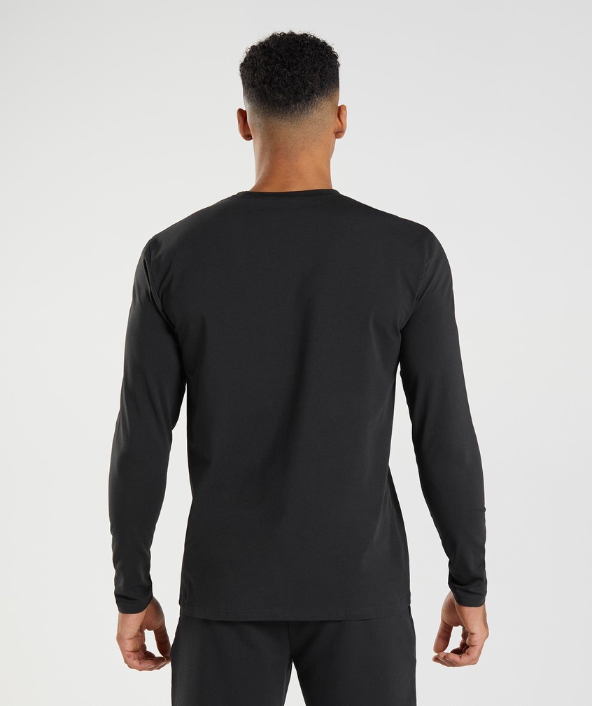 Black Men's Gymshark Block Long Sleeve T-Shirts | USA-90281