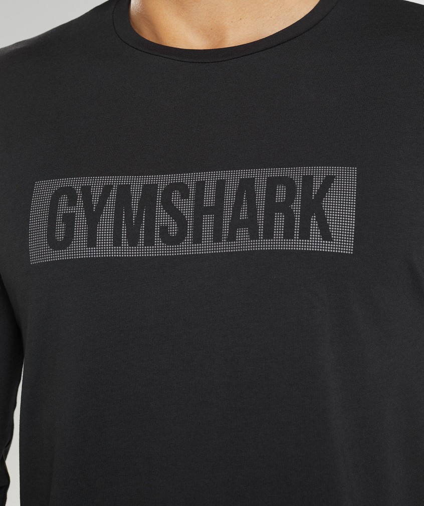 Black Men's Gymshark Block Long Sleeve T-Shirts | USA-90281