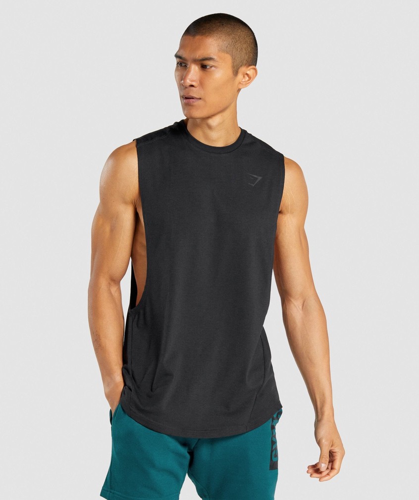 Black Men\'s Gymshark Bold Drop Arm Tank | USA-10473