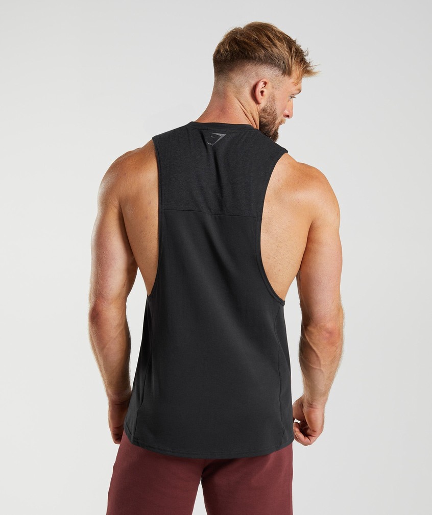 Black Men's Gymshark Bold React Drop Arm Tank | USA-01759