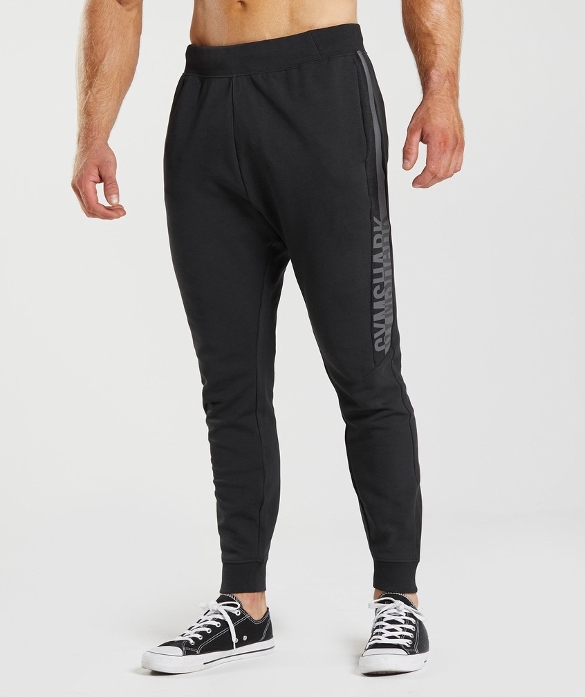 Black Men\'s Gymshark Bold React Joggers | USA-39604