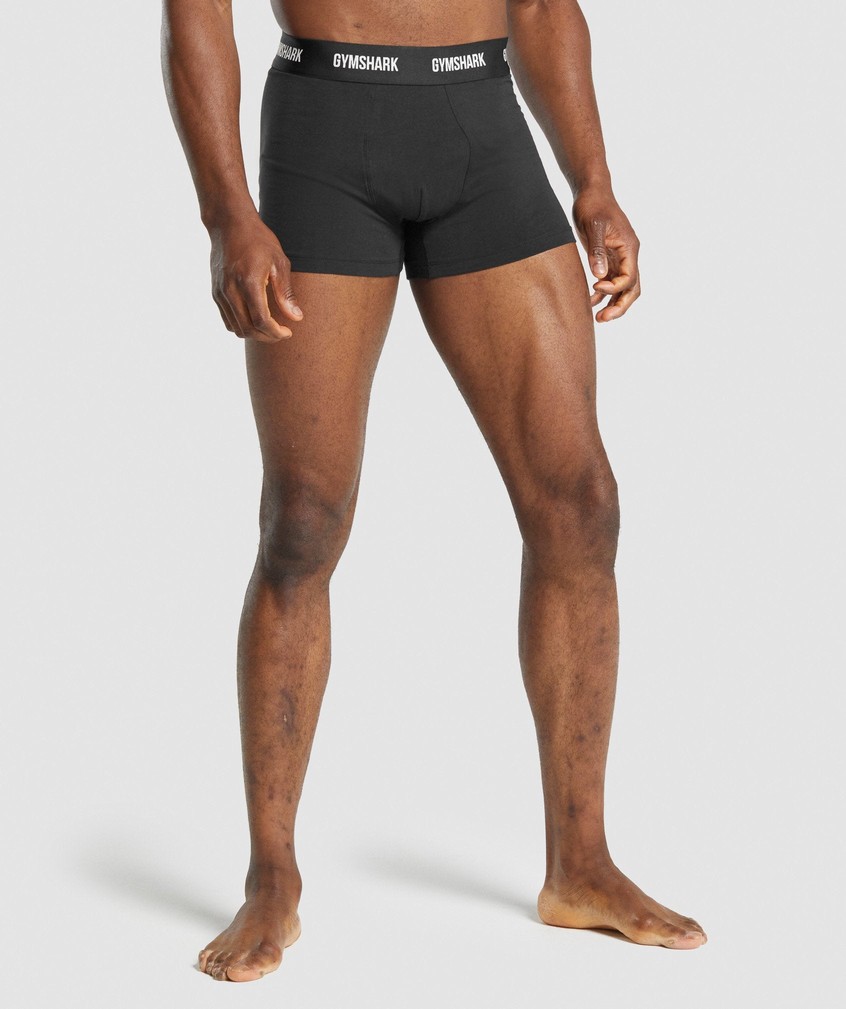 Black Men\'s Gymshark Boxers 2pk Panties | USA-94601