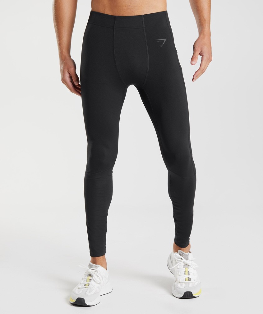 Black Men\'s Gymshark Control Baselayer Leggings | USA-86473