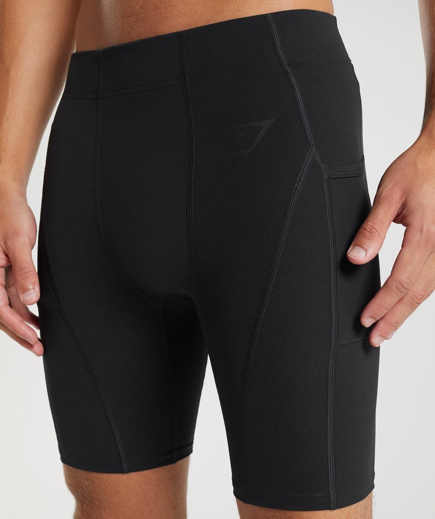 Black Men's Gymshark Control Baselayer Shorts | USA-18052