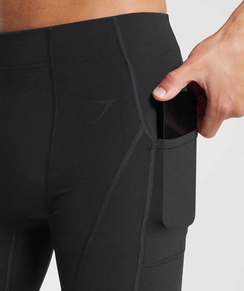 Black Men's Gymshark Control Baselayer Shorts | USA-18052