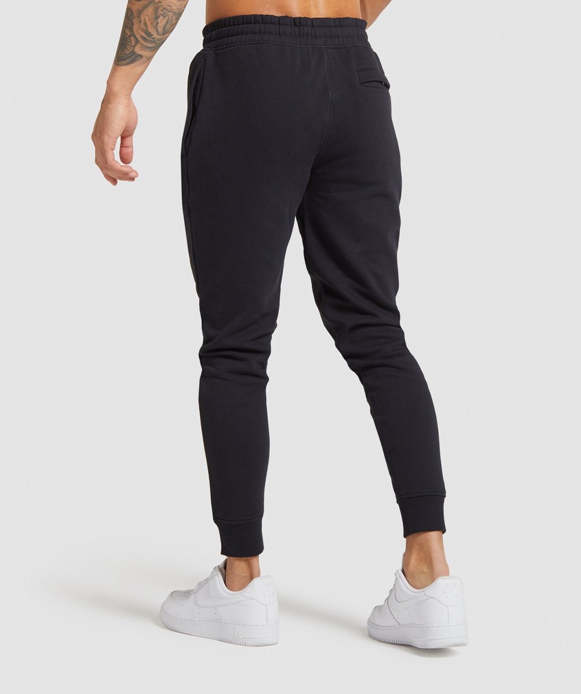 Black Men's Gymshark Crest Joggers | USA-79681