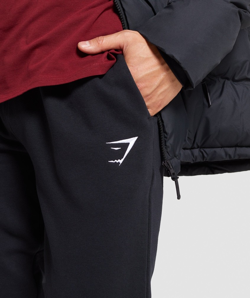 Black Men's Gymshark Crest Joggers | USA-79681