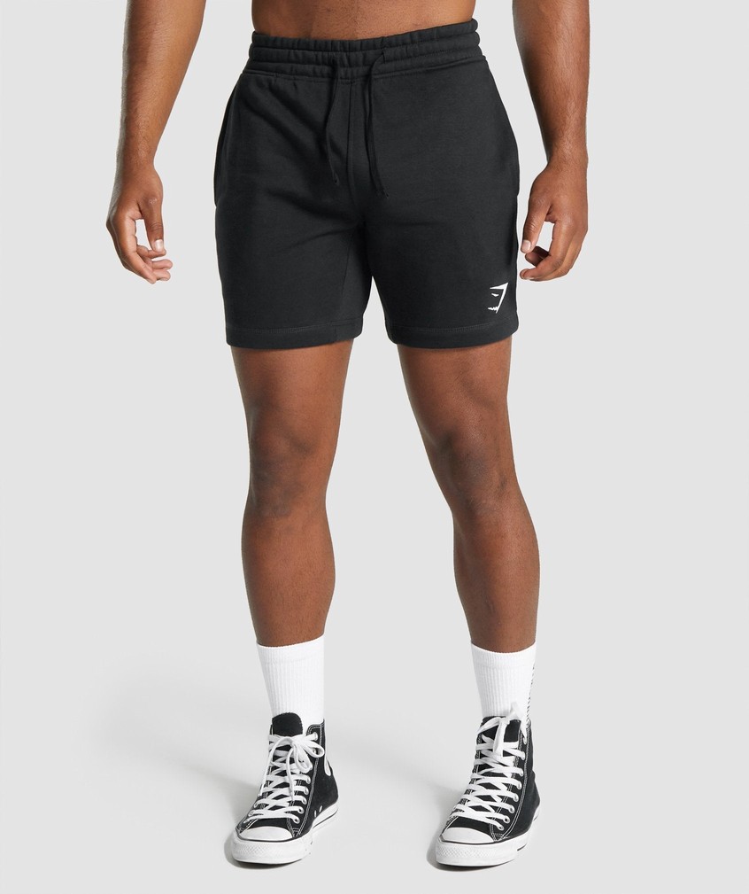 Black Men\'s Gymshark Crest Shorts | USA-51640