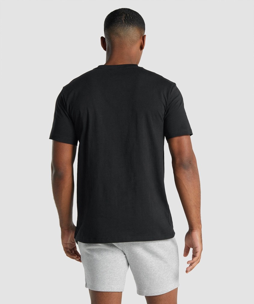 Black Men's Gymshark Crest T-Shirts | USA-17286