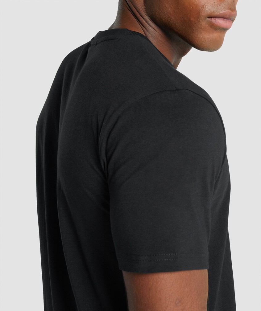 Black Men's Gymshark Crest T-Shirts | USA-17286