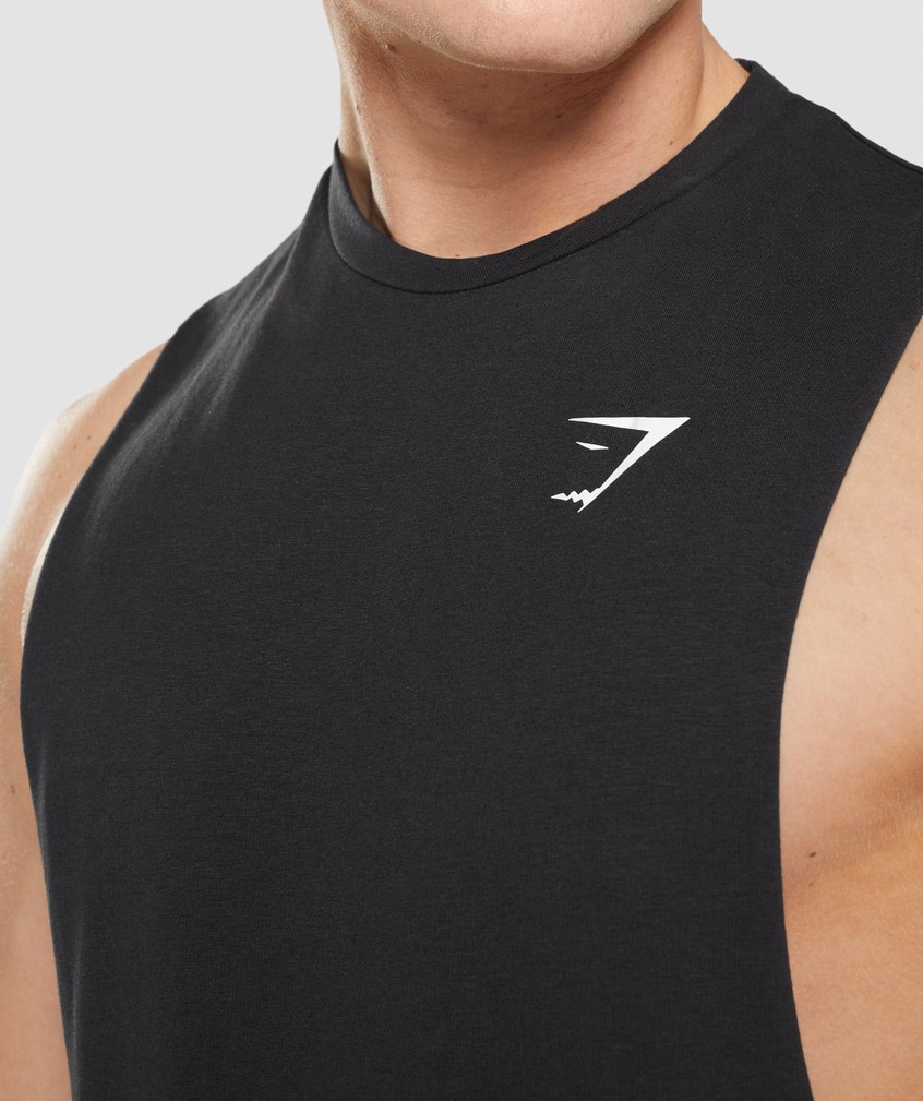 Black Men's Gymshark Critical 2.0 Drop Arm Tank | USA-50923