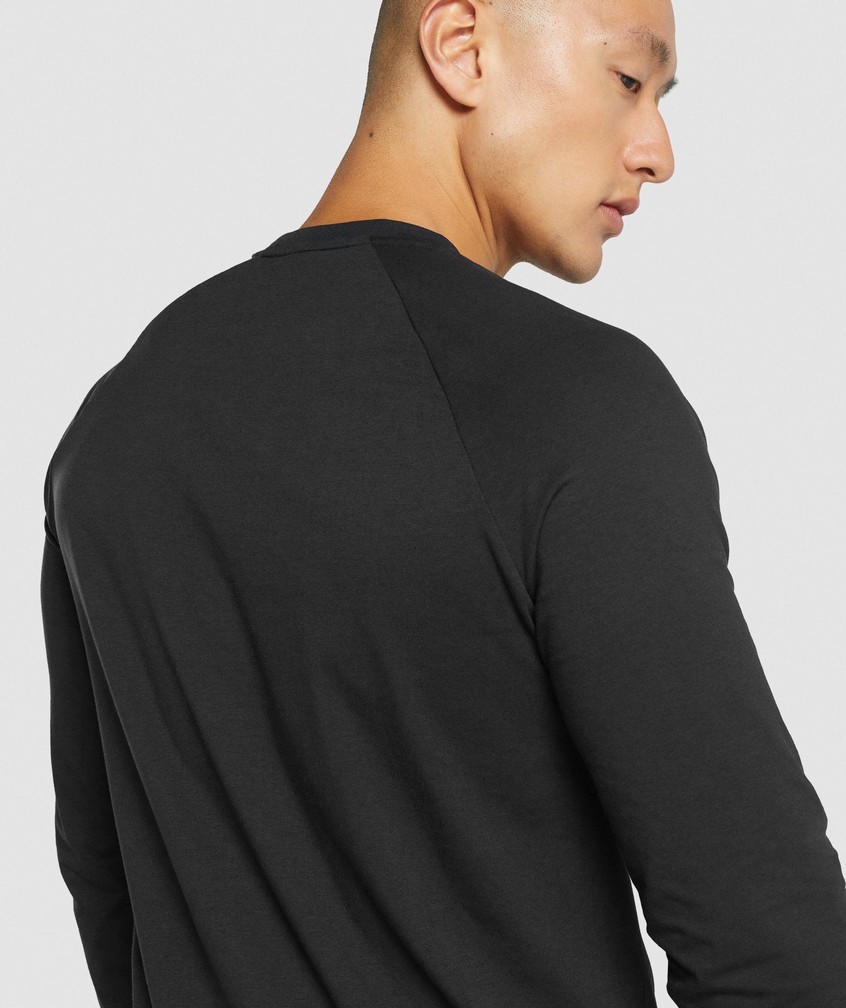 Black Men's Gymshark Critical 2.0 Long Sleeve T-Shirts | USA-27809